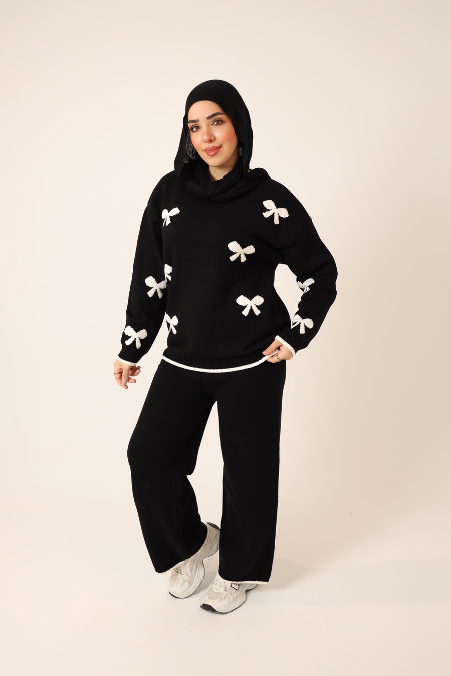 Black Bow Knit Set
