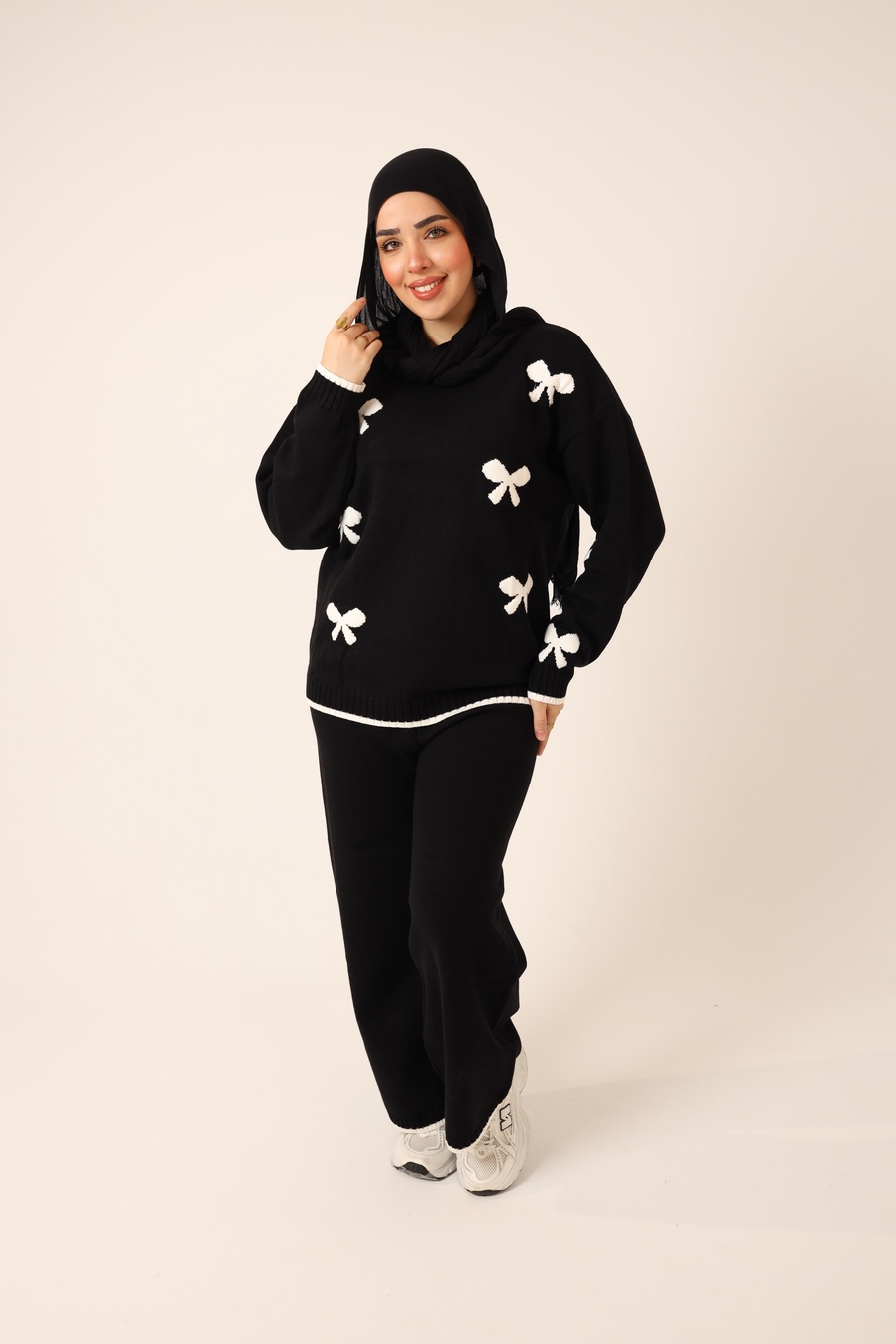 Black Bow Knit Set