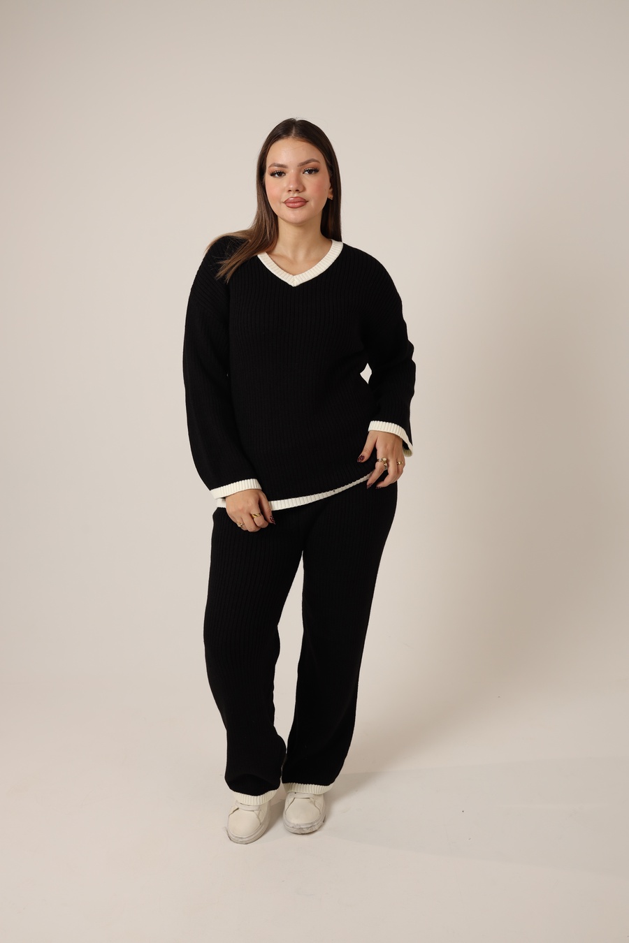 Black Ribbed Knit Set