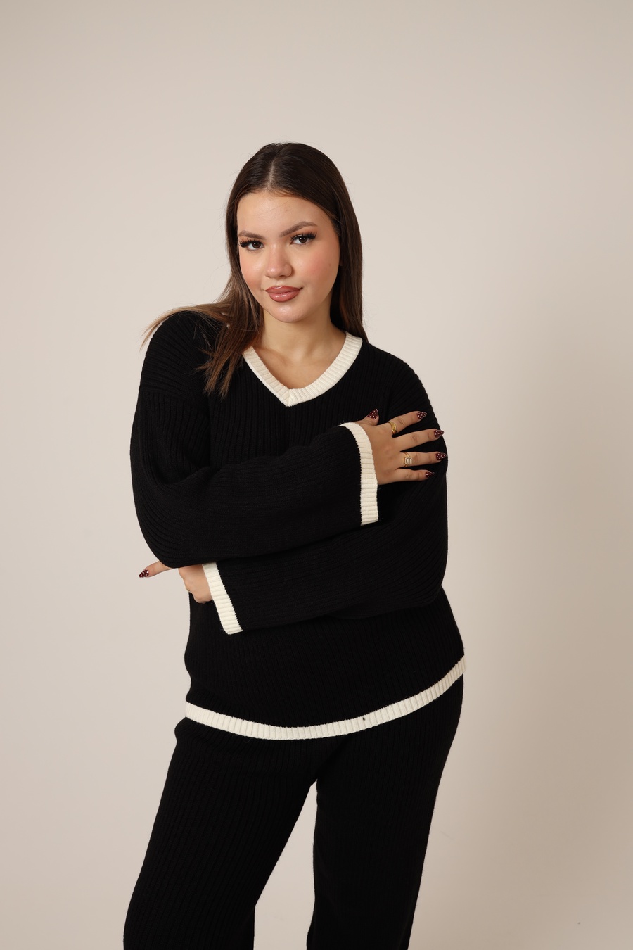 Black Ribbed Knit Set