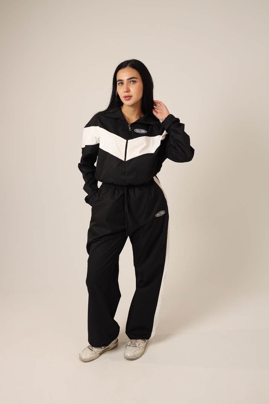 Black & White Color-Block Tracksuit