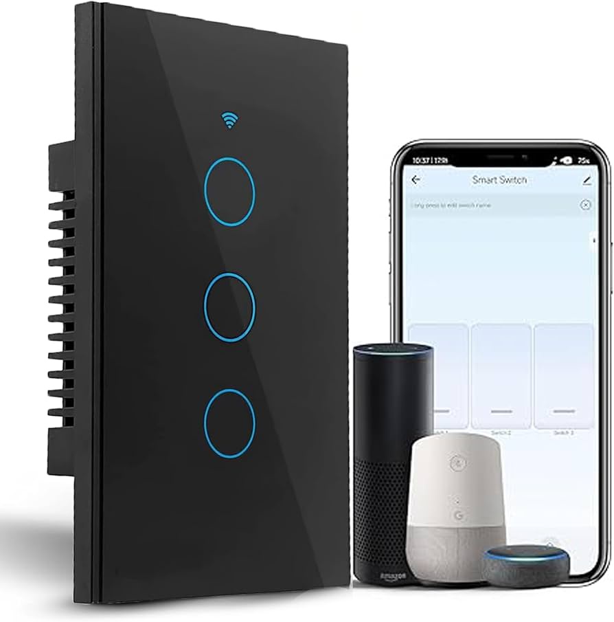 مفتاح تاتش سمارت 3 خط – WiFi باللون الأسود