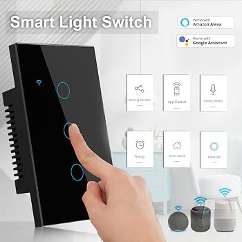 مفتاح تاتش سمارت 3 خط – WiFi باللون الأسود