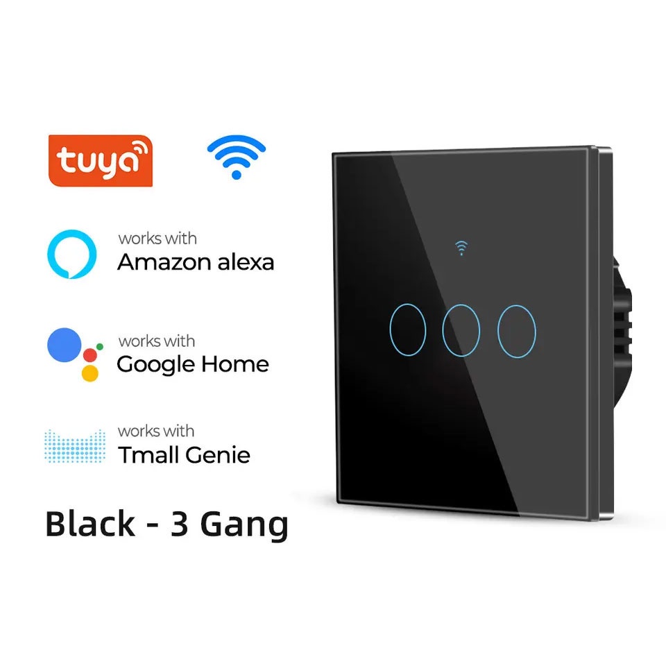 مفتاح تاتش سمارت 3 خط – WiFi باللون الأسود