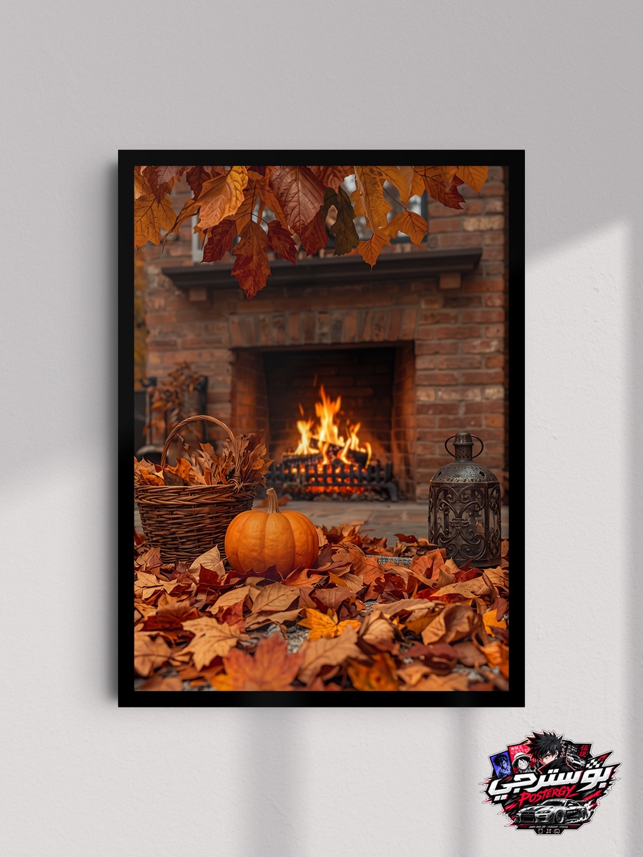 بوستر خريفي – مدفأة ونار وأجواء الخريف | Autumn Fireplace Poster