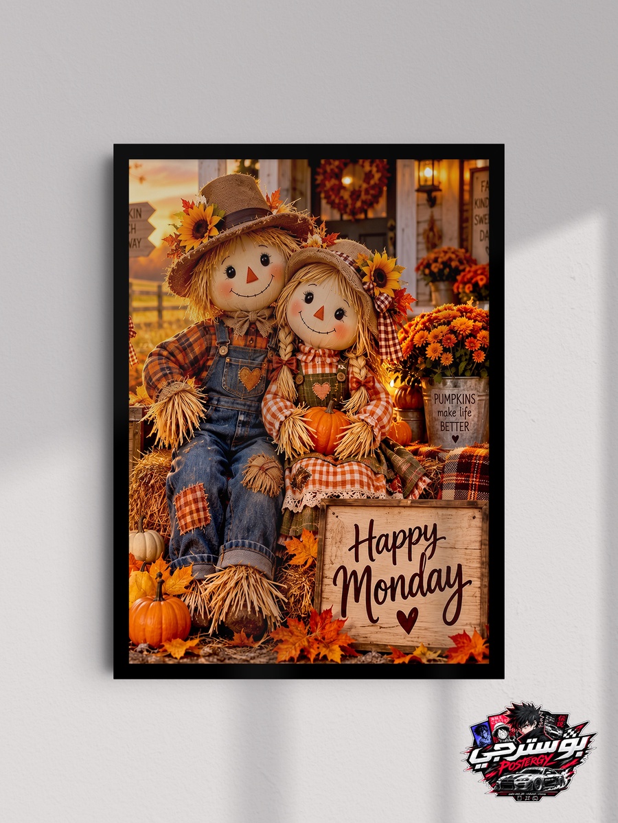 بوستر Happy Monday – دمى الخريف وأجواء اليقطين