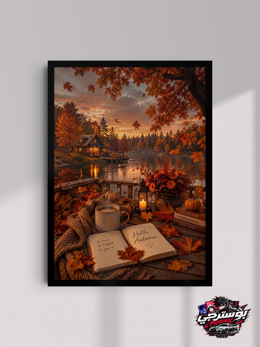بوستر Hello Autumn – أجواء الخريف الهادئة 🍂☕