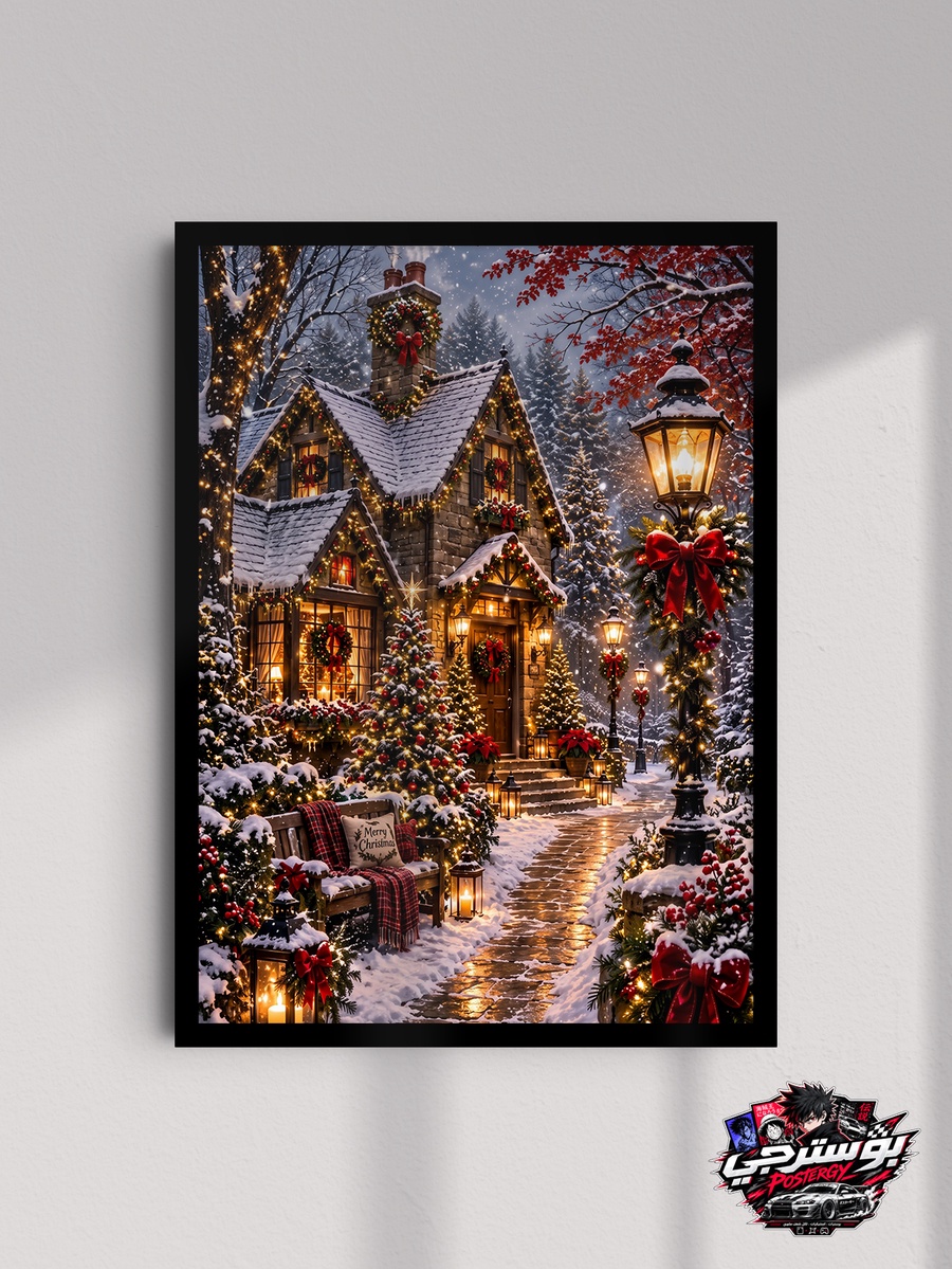بوستر Christmas Cottage – كوخ الكريسماس الثلجي 🎄❄️