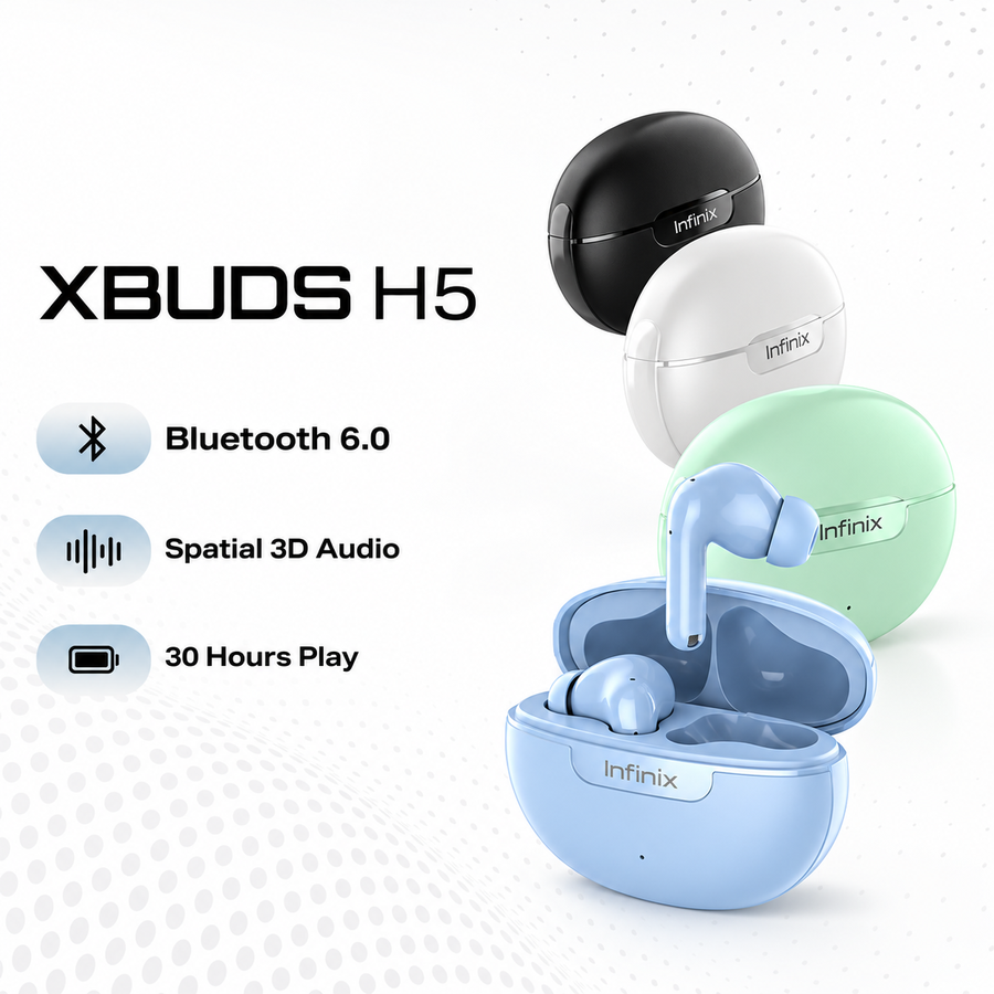 Infinix XBuds H5 XE36 سماعات لاسلكية ببطارية 30 ساعة وBluetooth 6.0