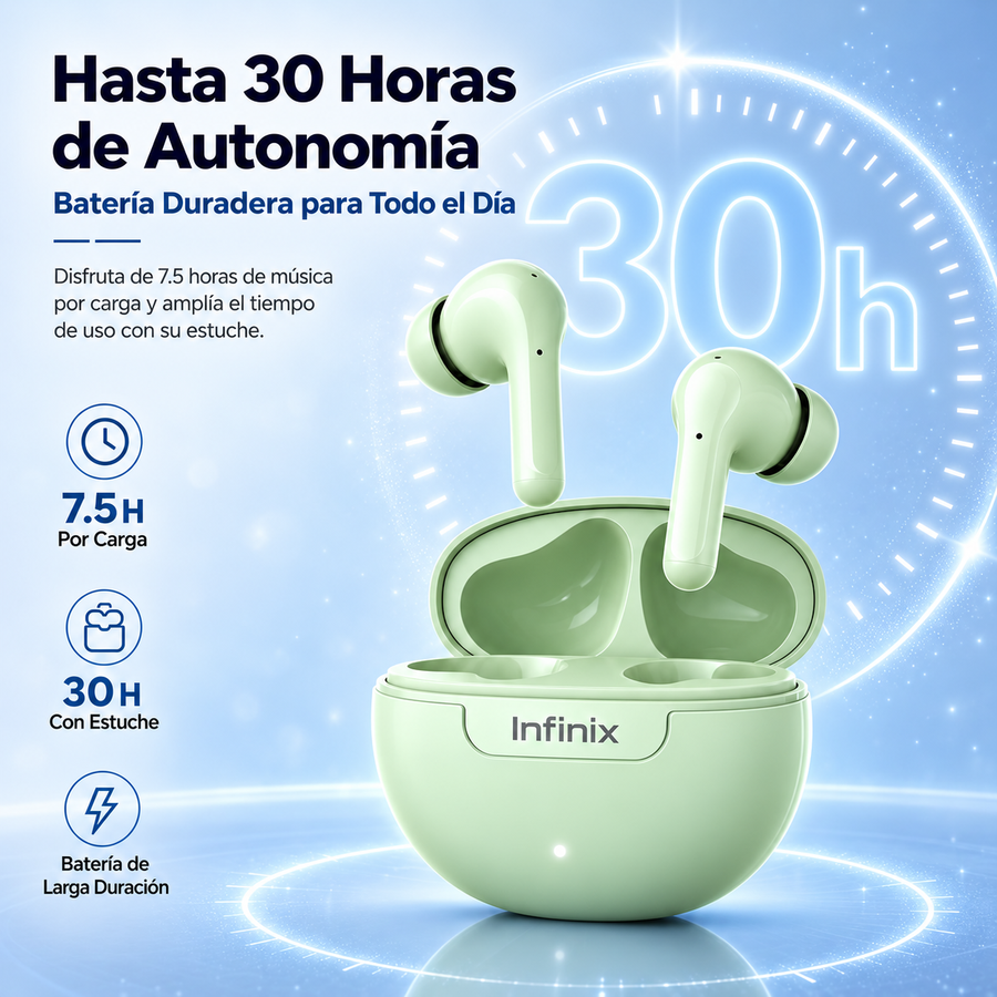 Infinix XBuds H5 XE36 سماعات لاسلكية ببطارية 30 ساعة وBluetooth 6.0