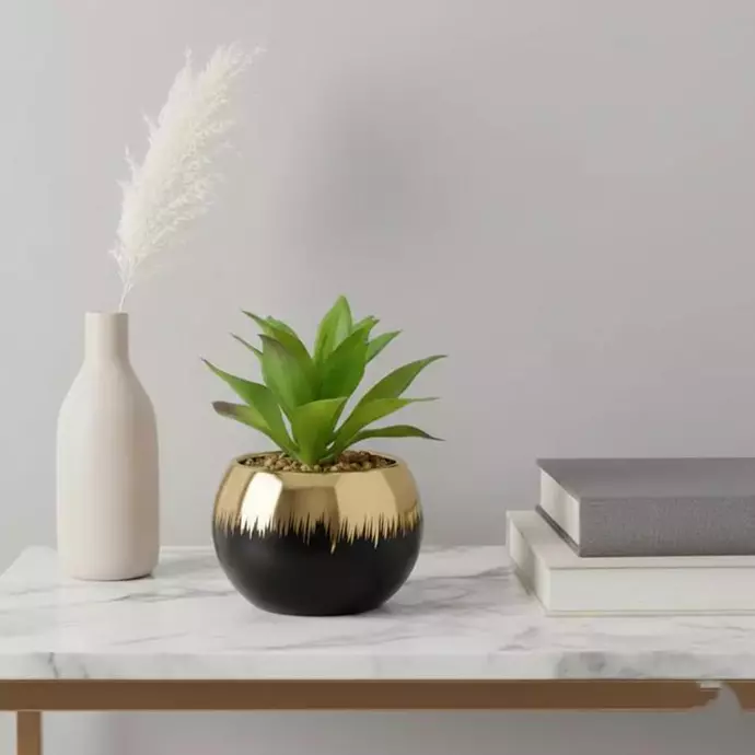 نبات صبار صناعي واقعي مع أصيص سيراميك فاخر