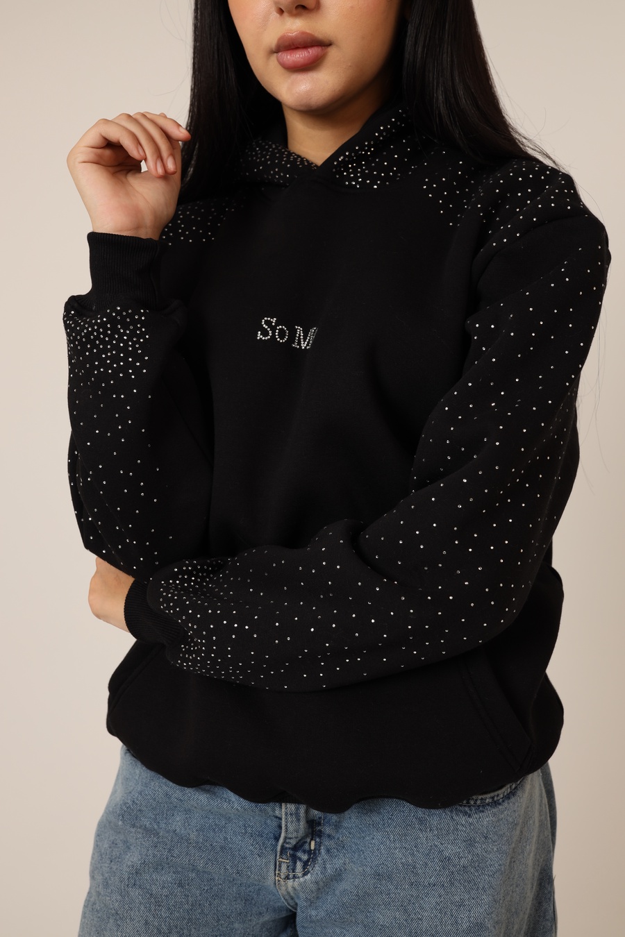 Black Rhinestone Hoodie