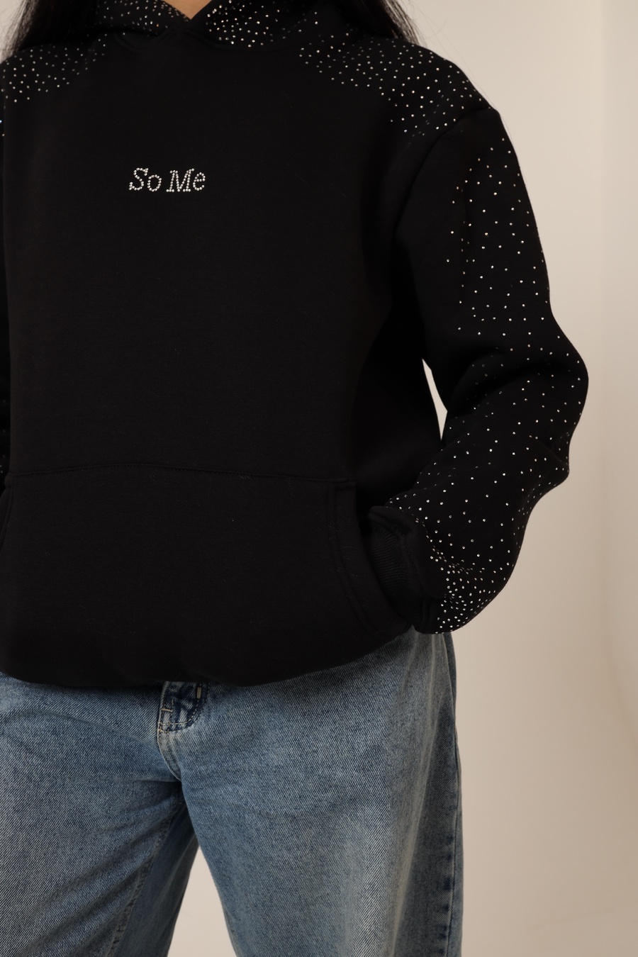 Black Rhinestone Hoodie