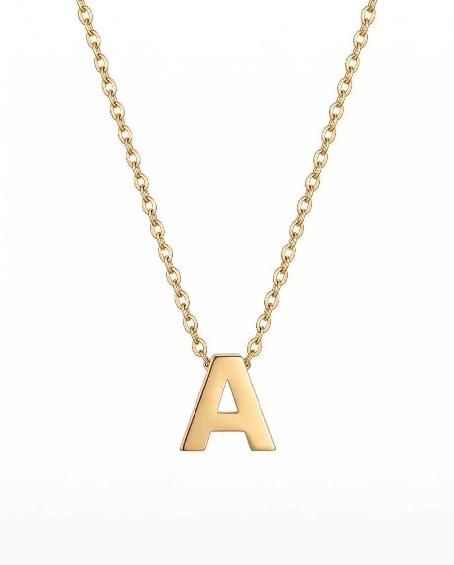 RAWNQ Gold Plated Stainless Steel Initial Letter A Pendant Necklace