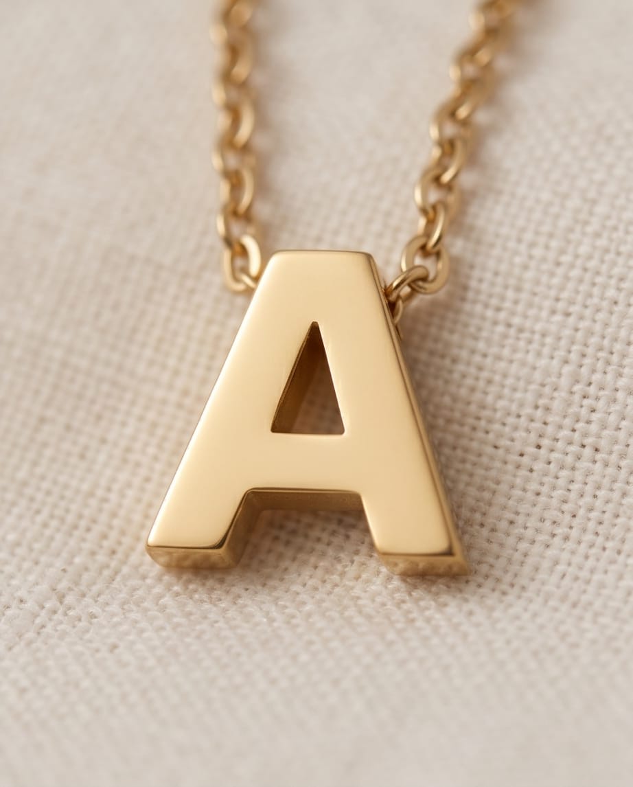 RAWNQ Gold Plated Stainless Steel Initial Letter A Pendant Necklace