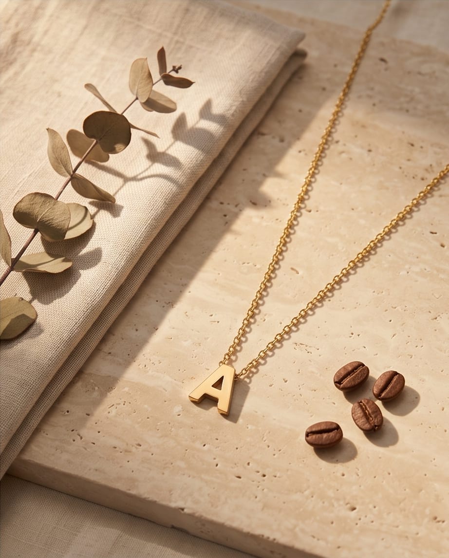 RAWNQ Gold Plated Stainless Steel Initial Letter A Pendant Necklace