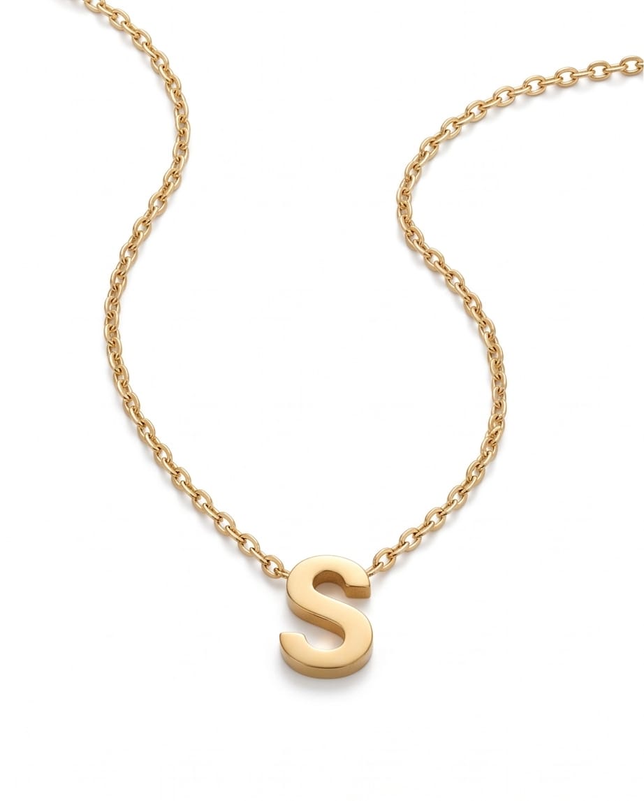 RAWNQ Gold Plated Stainless Steel Initial Letter S Pendant Necklace