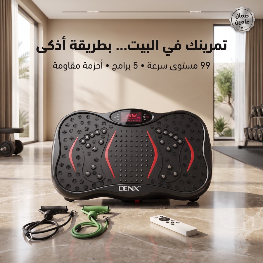 DENX Vibration الذكي – 99 سرعة، 5 برامج وأحزمة مقاومة للتمرين المنزلي