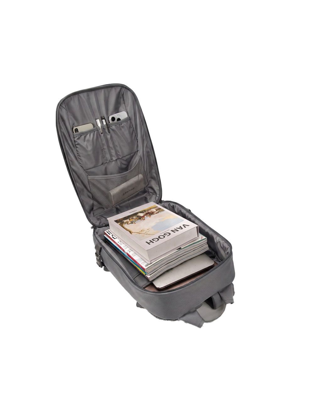 L'AVVENTO (BGV06) Daily Backpack Anti-Theft Backpack fit up to 15.6” High Bundle with Cleaner set And Mouse (Gray \ Black)