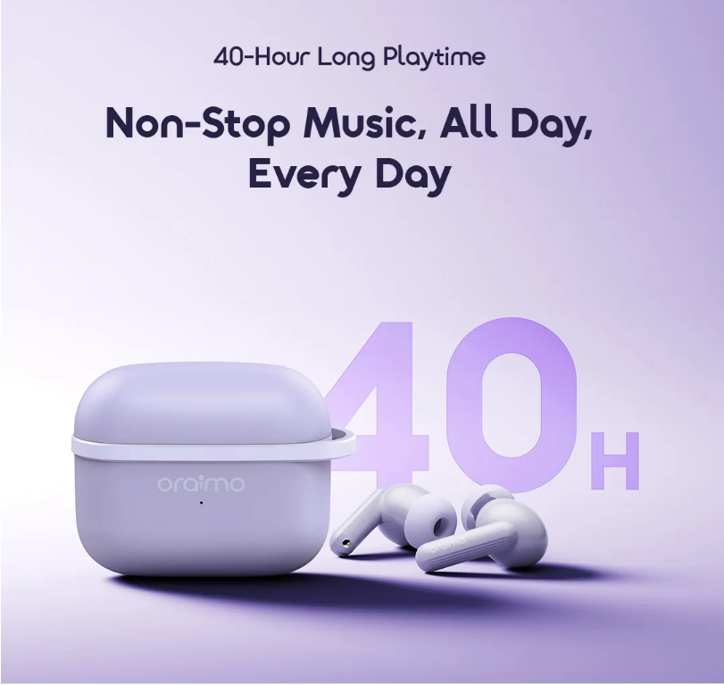 سماعة أذن لاسلكية Oraimo SpaceBuds Lite OTW-324 بصوت Sound360 ووضع الألعاب - أسود