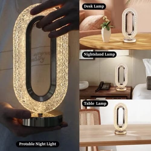 أباجورة كريستال بيضاوية الشكل بتصميم عصري للديكور الحديث
