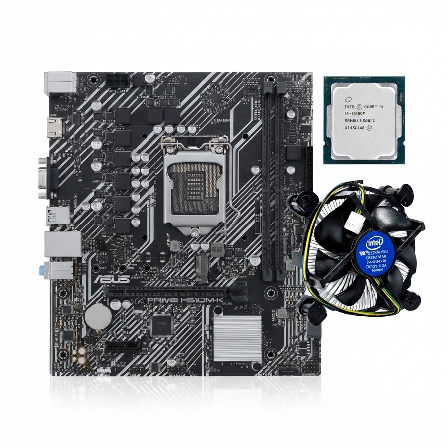 بندل   i3-10100F + ASUS PRIME H510M-K + Cooler | يدعم معالجات Intel الجيل العاشر والحادي عشر