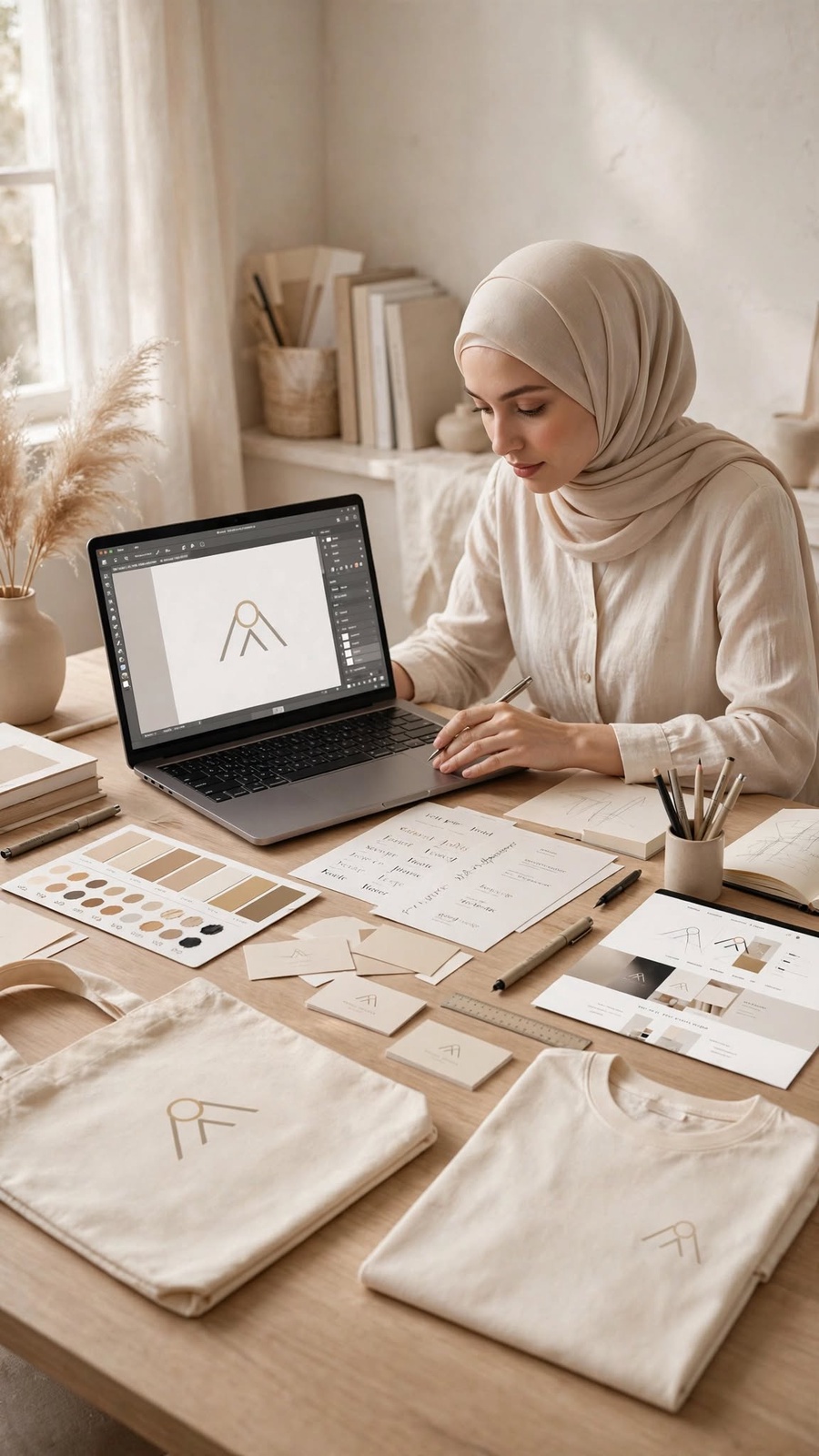 تصميم هوية بصرية كاملة واحترافية لعلامتك التجارية تشمل الشعار والألوان والخطوط والعناصر البصرية وملفات الهوية