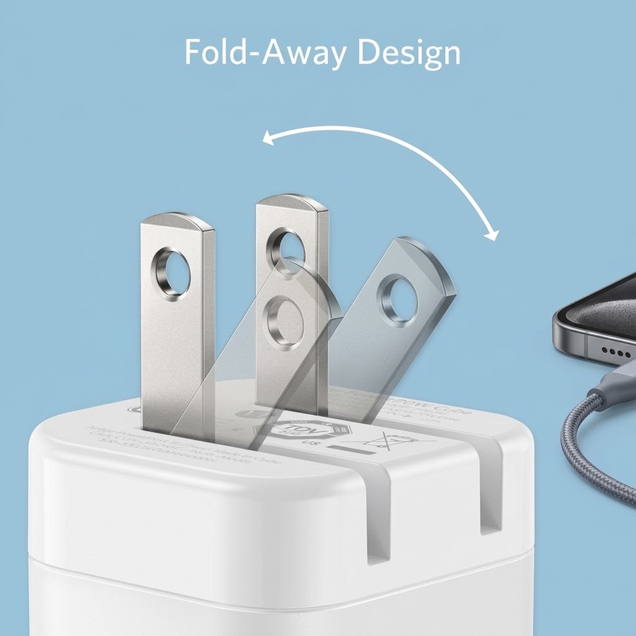 شاحن حائط Anker PowerPort III 20W Cube A2149 بمنفذ USB-C - أبيض