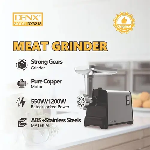 عرض مفرمة لحم كهربائية  بقوة 1200W وملحقات متعددة + عجان كهربائي  بقوة 1000 واط من DENX
