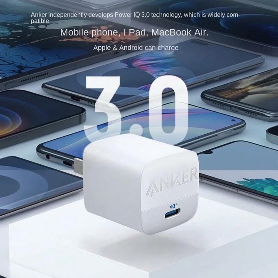 شاحن Anker 313 GaN A2639 سريع بقدرة 30W ومنفذ USB-C – أبيض