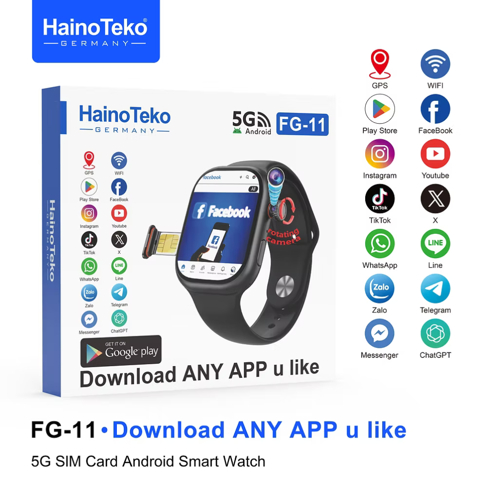 ساعة Haino Teko FG-11 الذكية بنظام أندرويد - تدعم شريحة 5G وكاميرا 