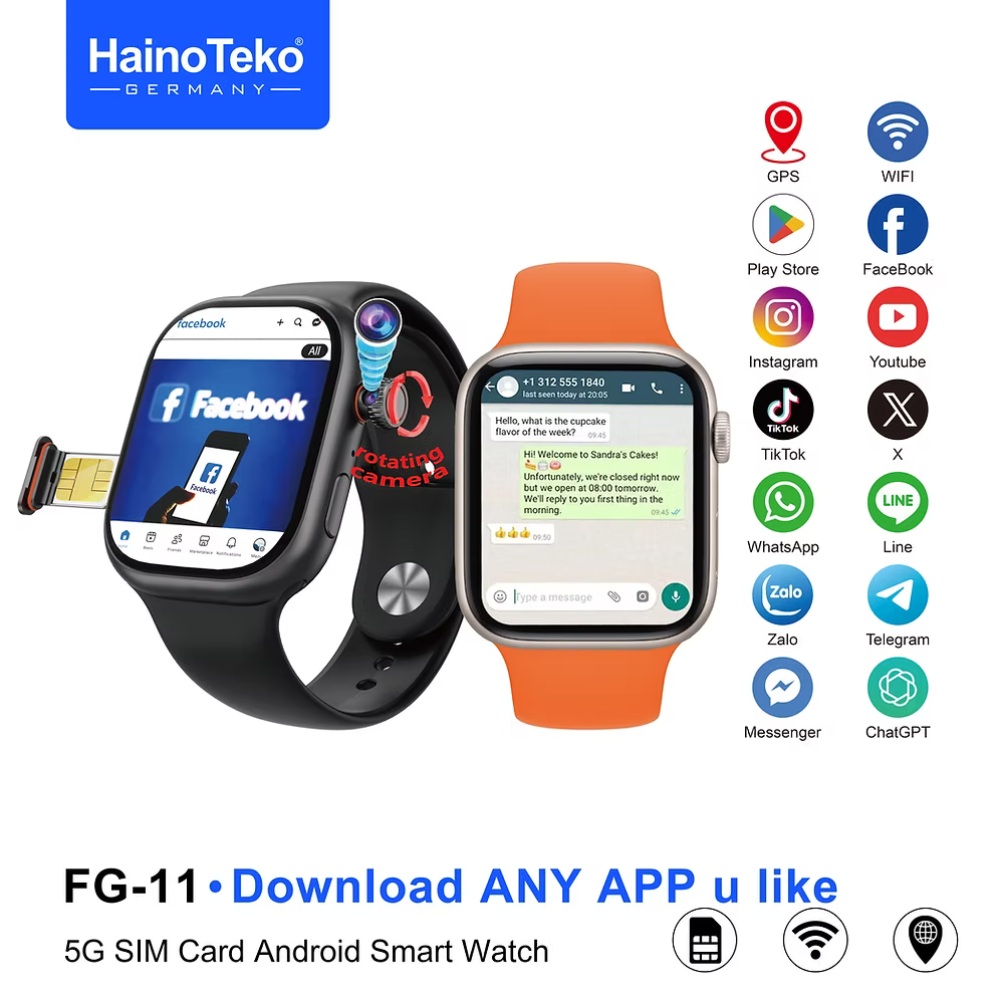 ساعة Haino Teko FG-11 الذكية بنظام أندرويد - تدعم شريحة 5G وكاميرا 
