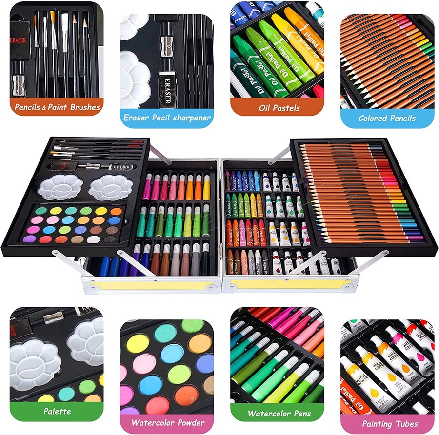 شنطة الرسم والتلوين المتكاملة - 145 قطعة | Complete Art & Coloring Set - 145pcs