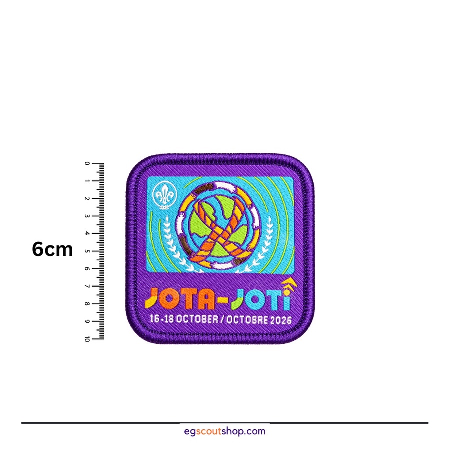 شارة كشافة JOTA-JOTI 2026 مطرزة بتصميم كشفي مميز للزي والأنشطة الكشفية