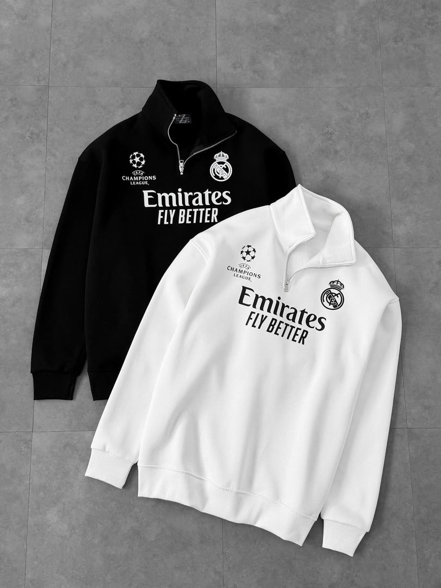 سويت شيرت نص سوستة ريال مدريد Real Madrid | قطن صافي 100% تقيل