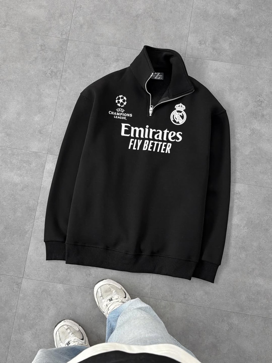 سويت شيرت نص سوستة ريال مدريد Real Madrid | قطن صافي 100% تقيل