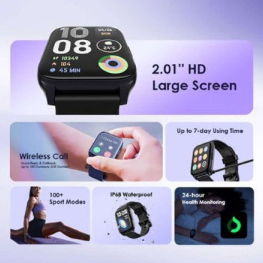 ساعة Oraimo Watch 4 Plus الذكية (OSW-801) بشاشة 2.01" ودعم المكالمات