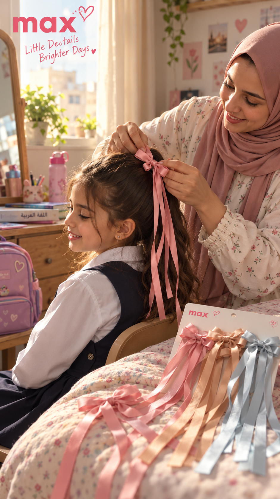 باكت 6 بنس مبطنه شعر بفيونكات ( 2 شكل فيونكة على البنسه الواحدة ) 