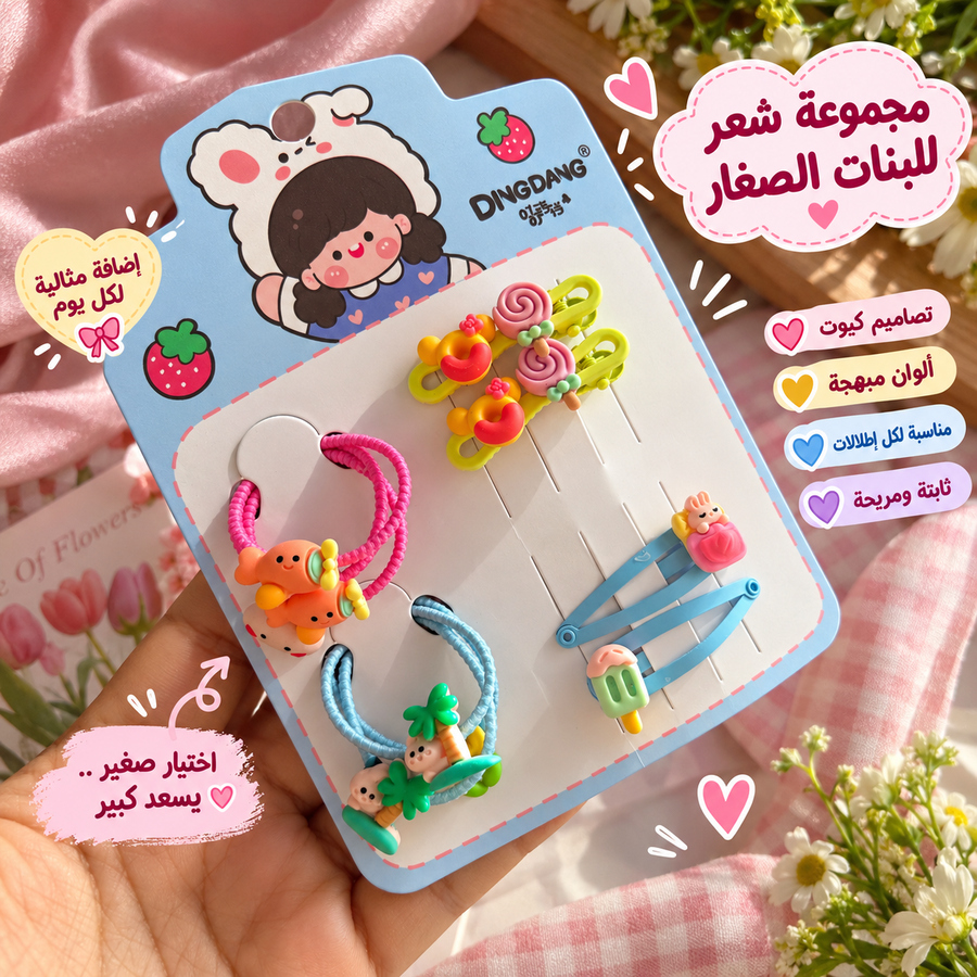 طقم توك واستك وبنس أطفال بتصميم كيوتي منوع