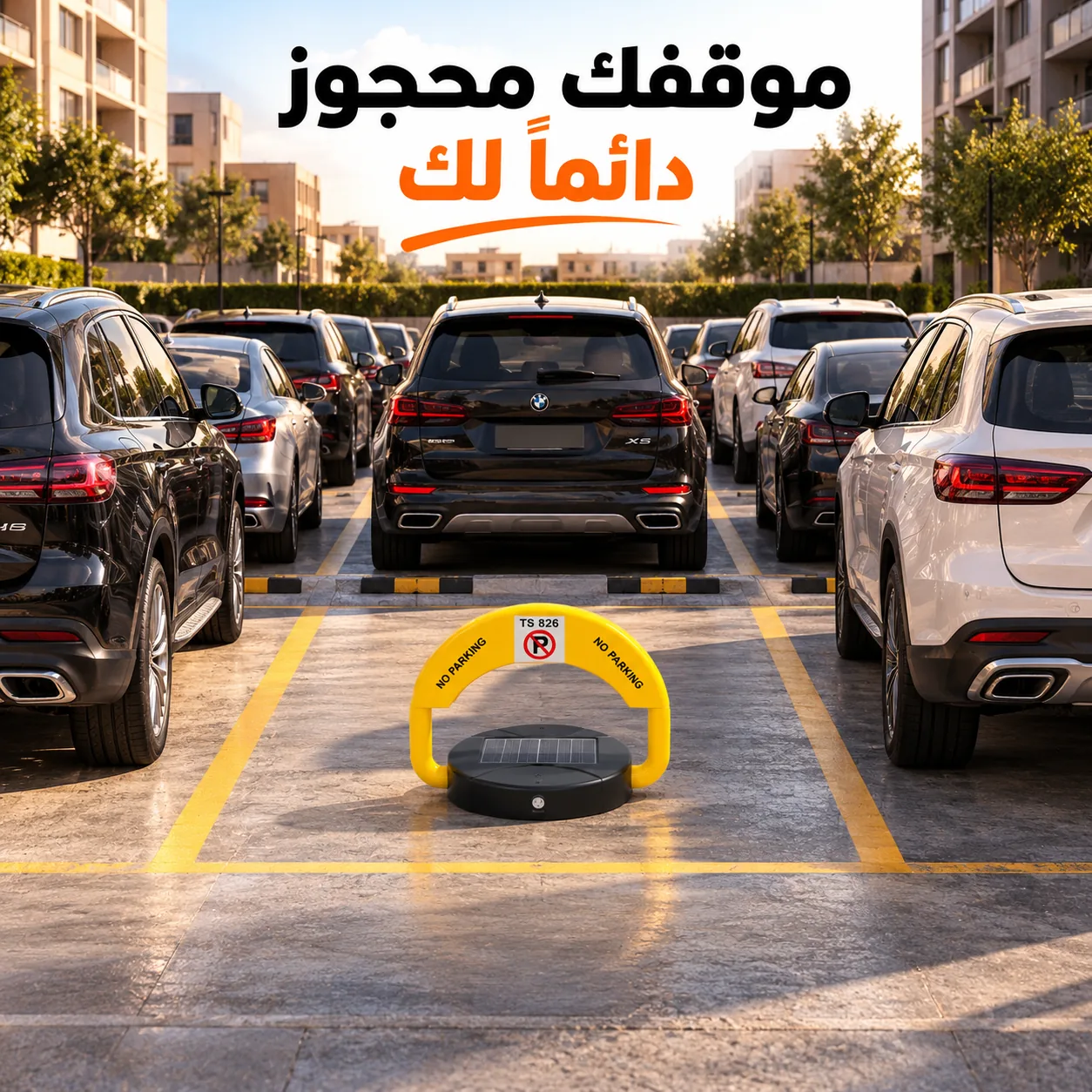 صورة توضح حجز مكانك الخاص تحت بيتك ومنع أي سيارة غريبة