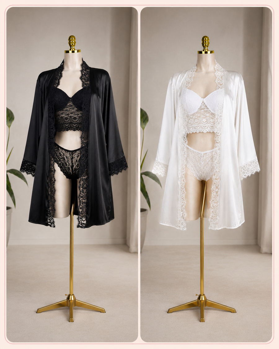 Satin Lace Lingerie Set