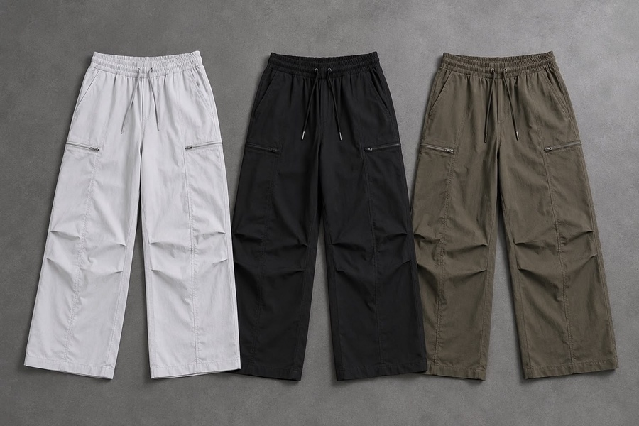 Imported Gabardine Baggy Wide Leg Pants