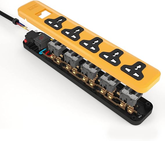 iLOCK power strip 5 universal outlets with overload switch (yellow)