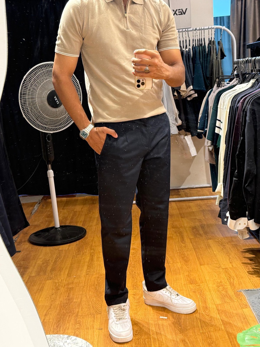 بولو تريكو بسوستة بيج — Beige Knit Zip Polo