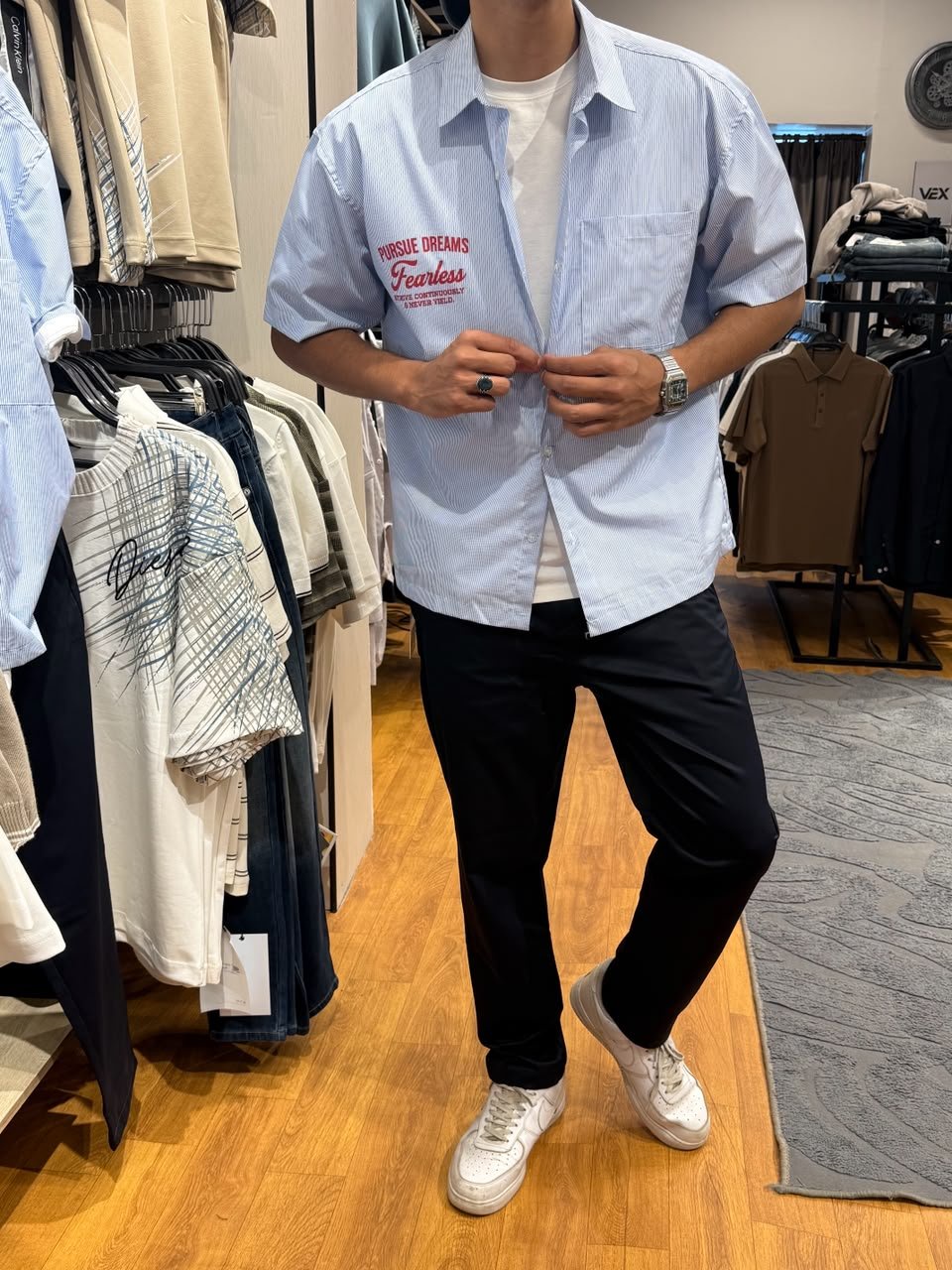 قميص مقلّم أزرق — Blue Striped Shirt