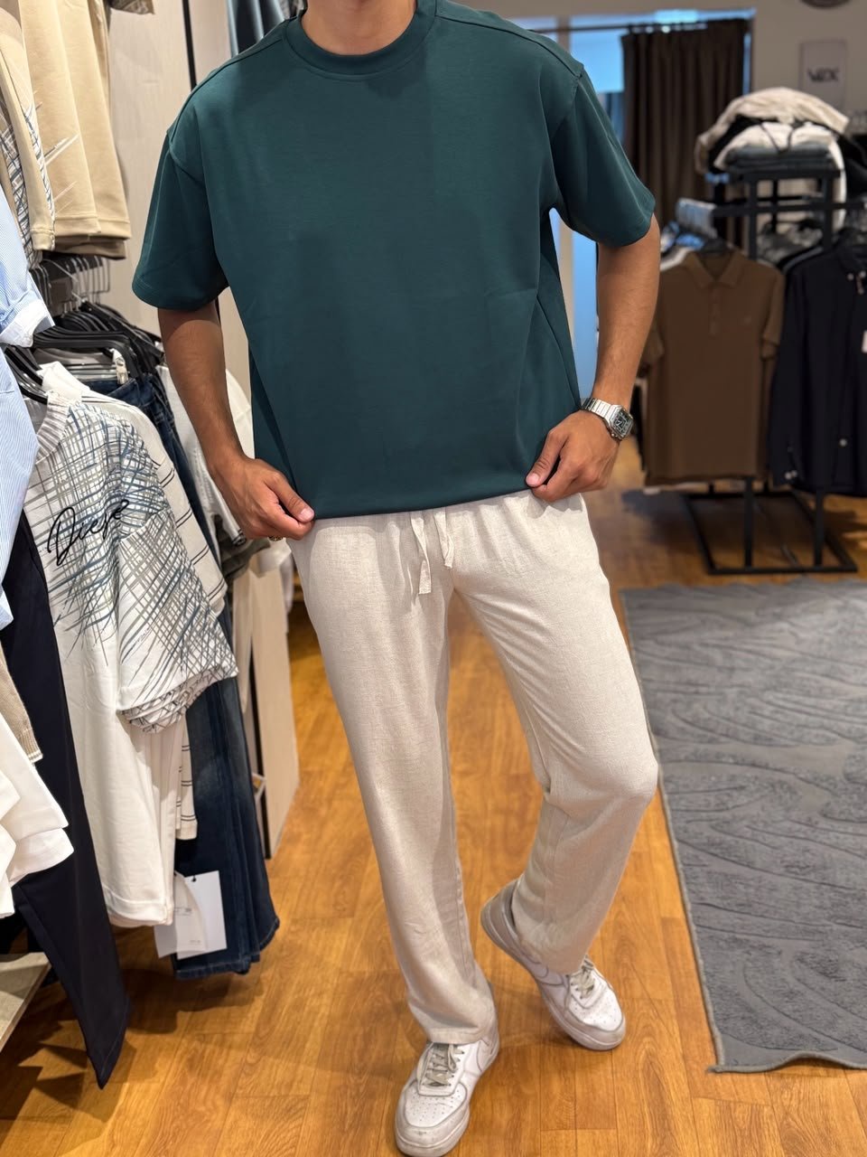 بنطلون كتان بيج — Beige Linen Pants