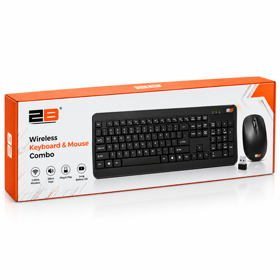 2B (KB443) Combo Keyboard and Mouse Wireless - Black