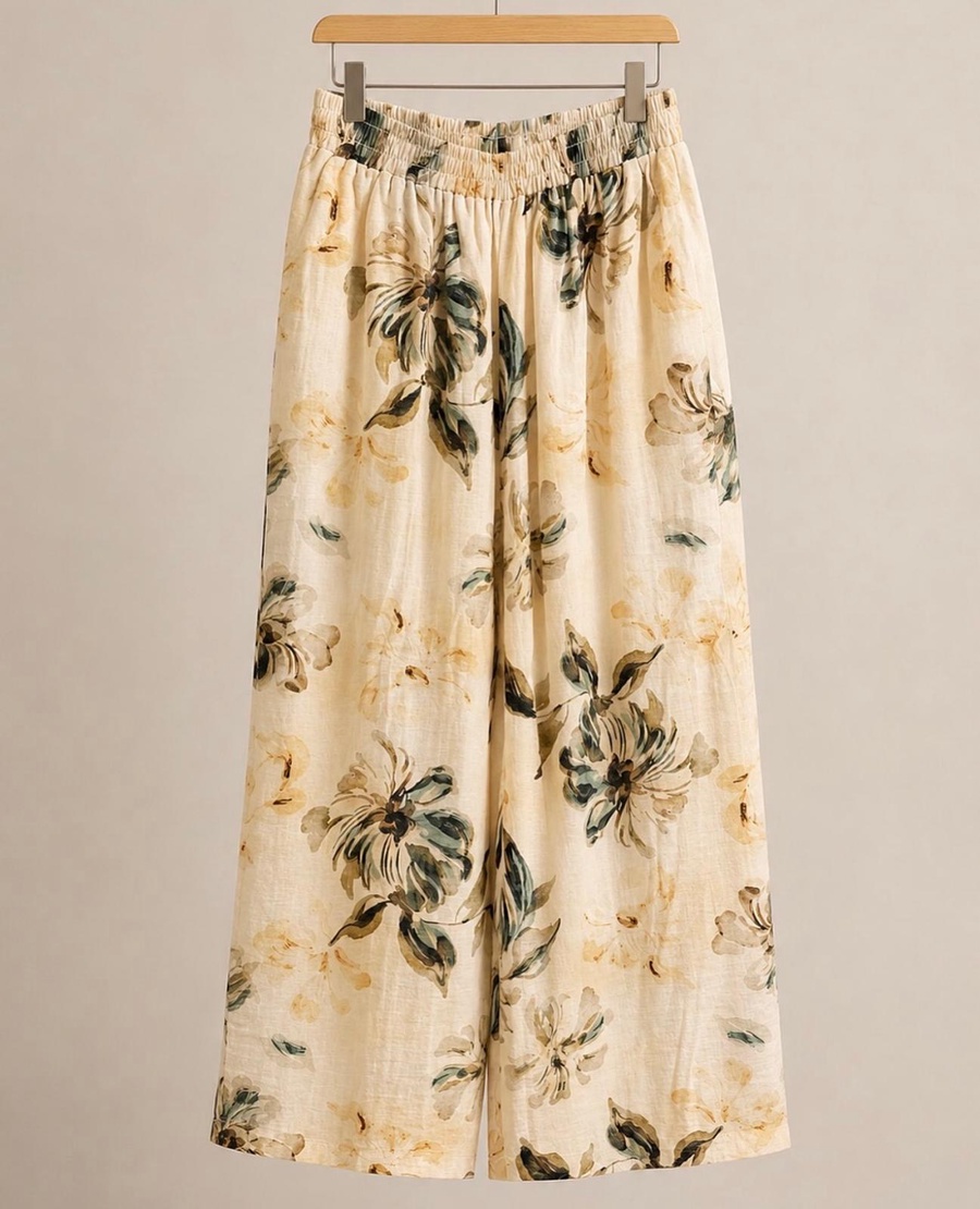 Warm Ivory Botanical Floral Two-Piece Set