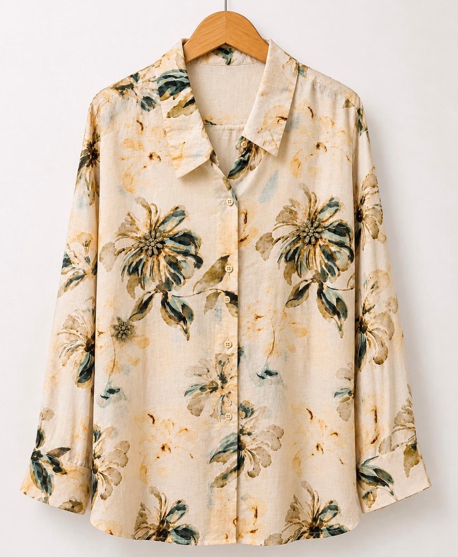 Warm Ivory Botanical Floral Two-Piece Set