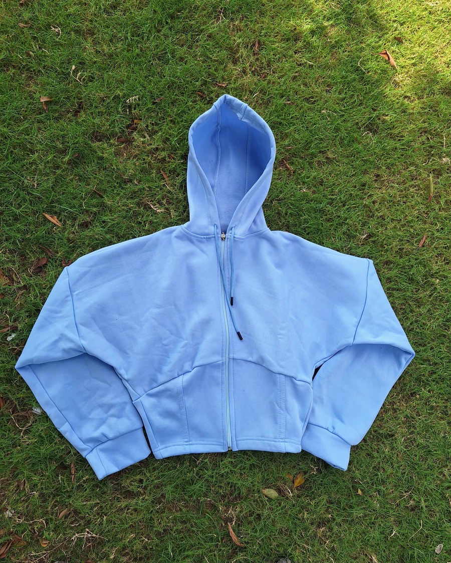 Fleece-Lined Corset Zip-Up Hoodie